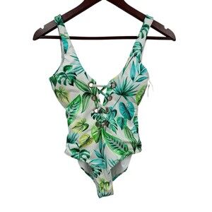 TiniBikini XS One piece Swimsuit Lace Up Tropical Floral Cheeky Tiny Micro